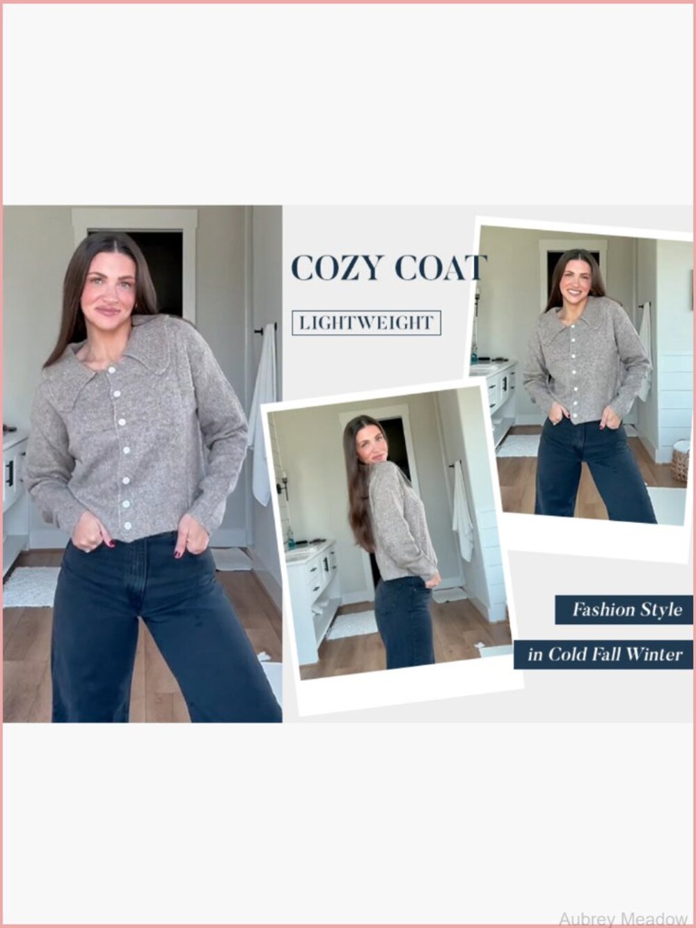 Cropped Collared Knit Cardigan Button Front Long Sleeve - Picture 7 of 7